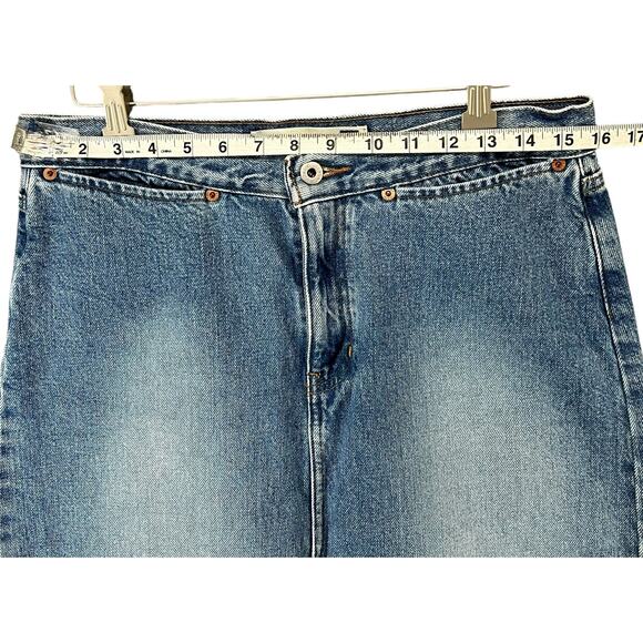 GAP Vintage Y2K Long Rivet Jean Skirt 10 Blue Light Wash Denim Boho Western - Picture 7 of 13